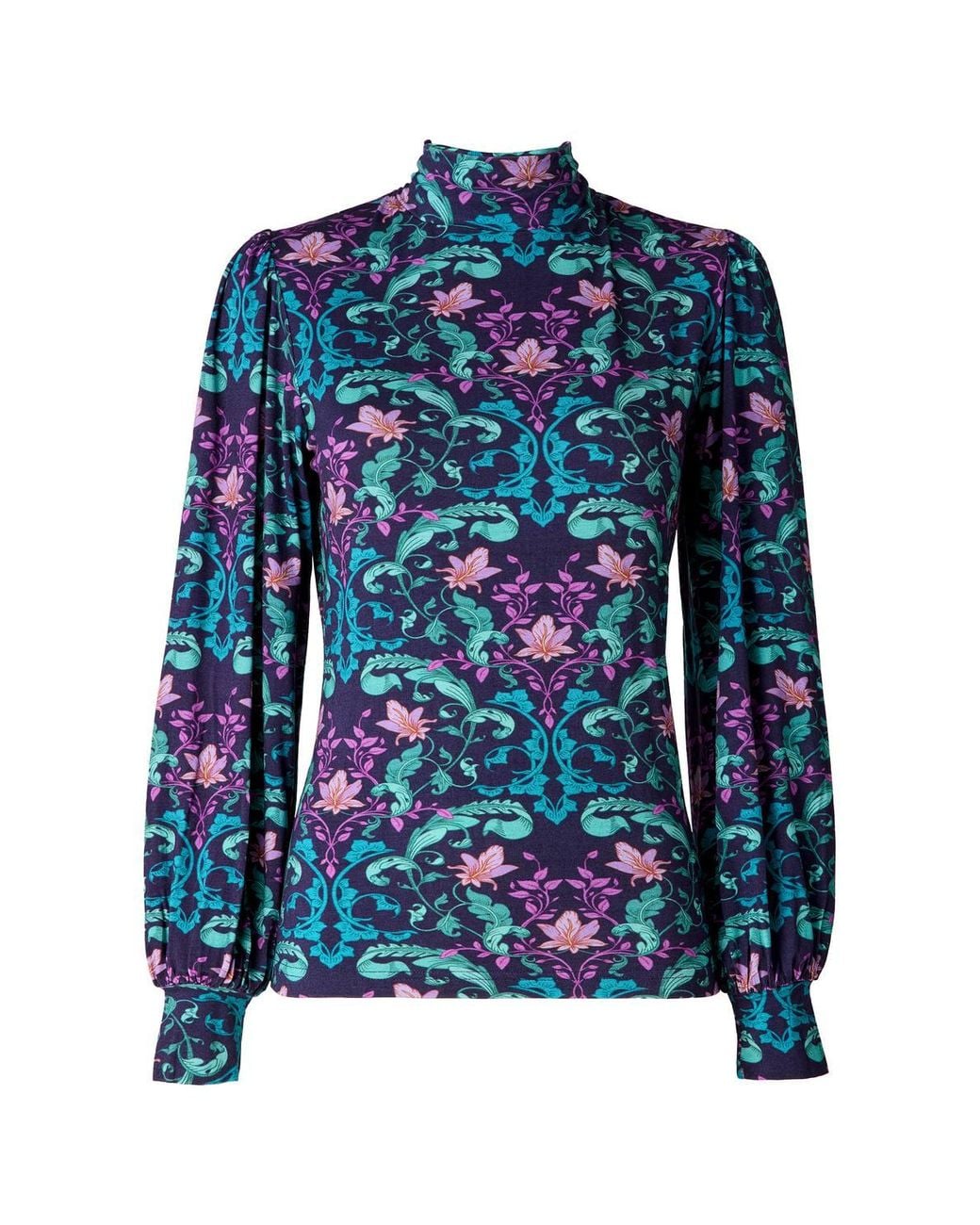 Joe Browns Blue High Neck Mirror Print Jersey Top