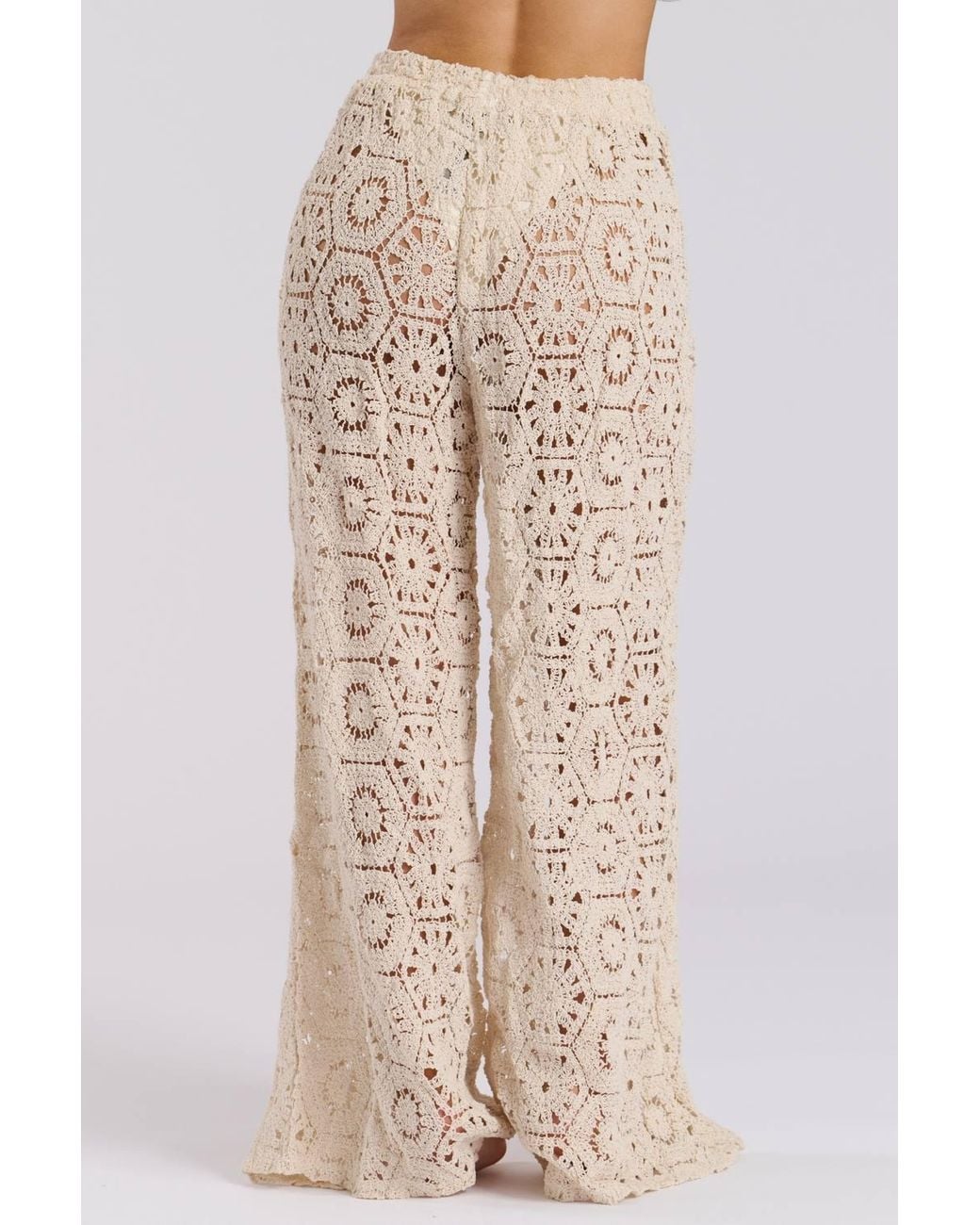 South Beach Natural Crochet Beach Trouser