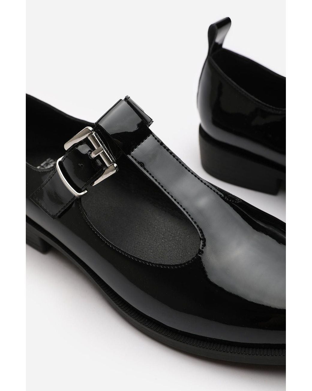 Where's That From Black 'Piper' Extra Wide Fit Mary Jane Loafers With Buckle Strap