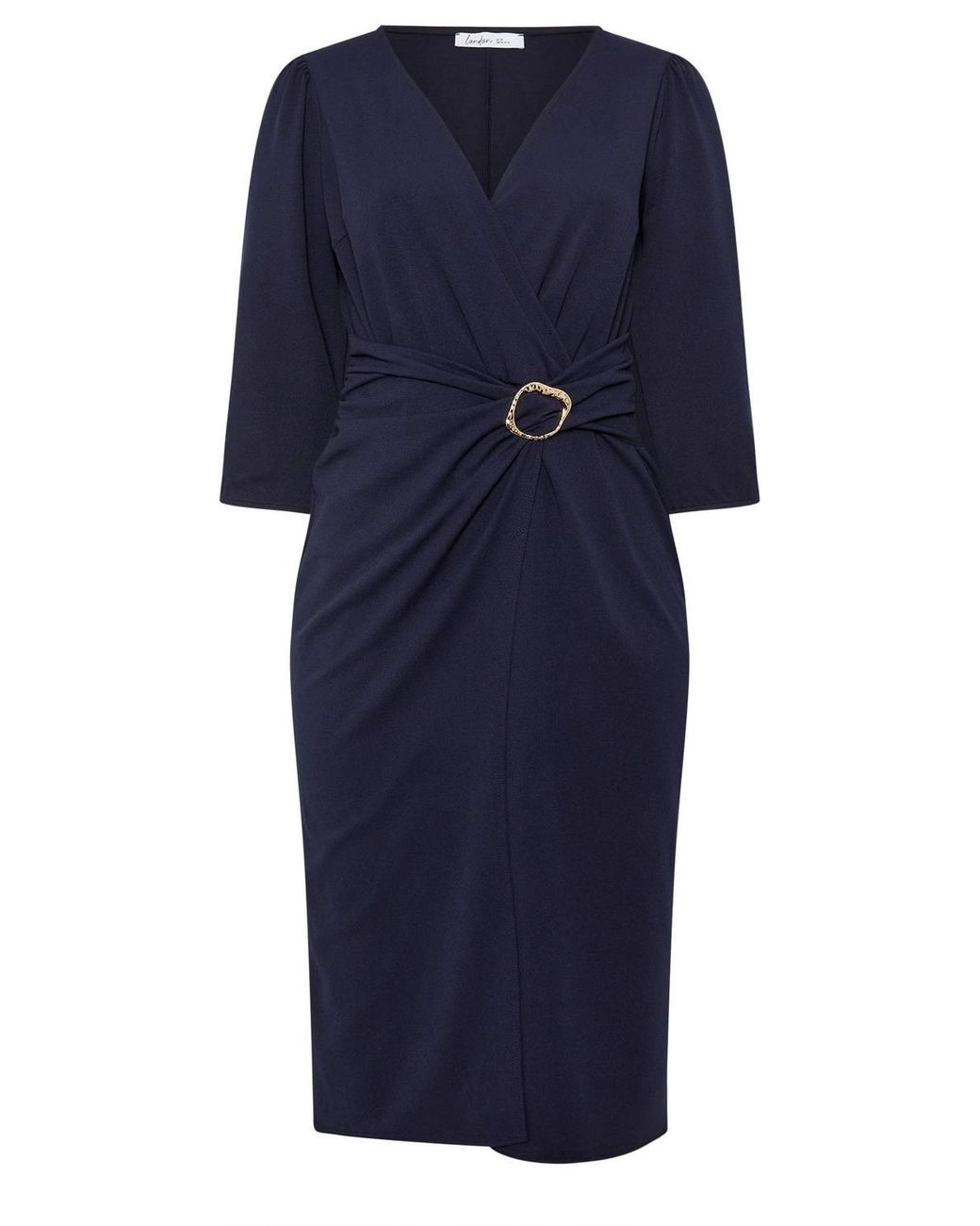 Yours Blue Buckle Wrap Midi Dress