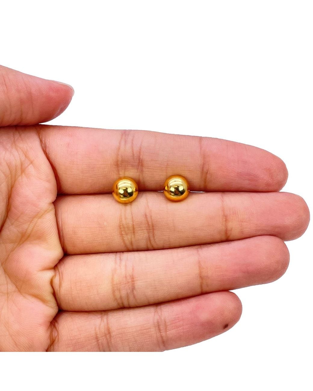Raina Jewels Metallic 22Ct High Polished Plain Half Ball Stud Earrings 7Mm