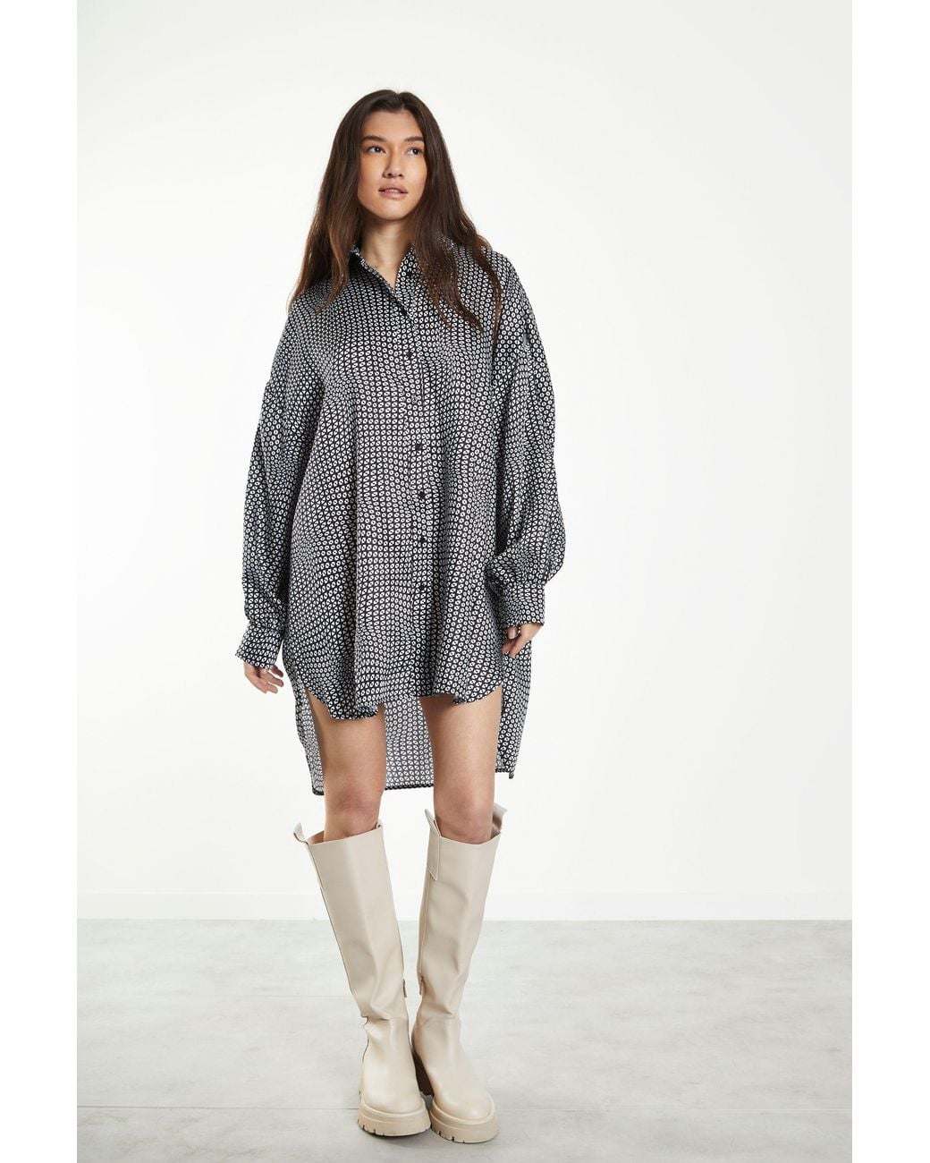 Shnoo Gray Hi-Low Shirt Dress