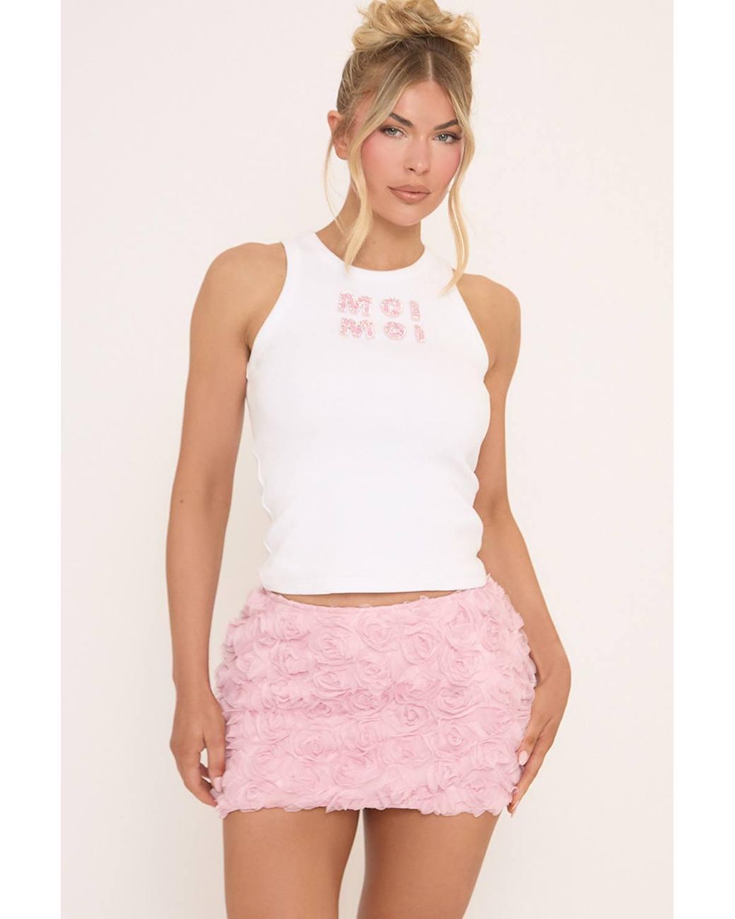 EGO Pink Floral Low Rise Mini Skirt