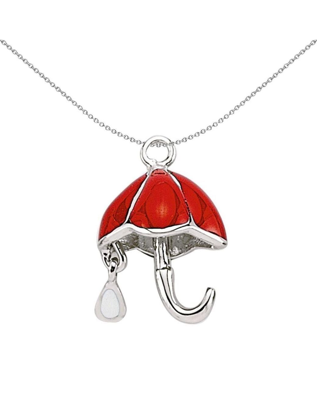 Jewelco London Red Sterling Enamel Umbrella Brolly Link Charm