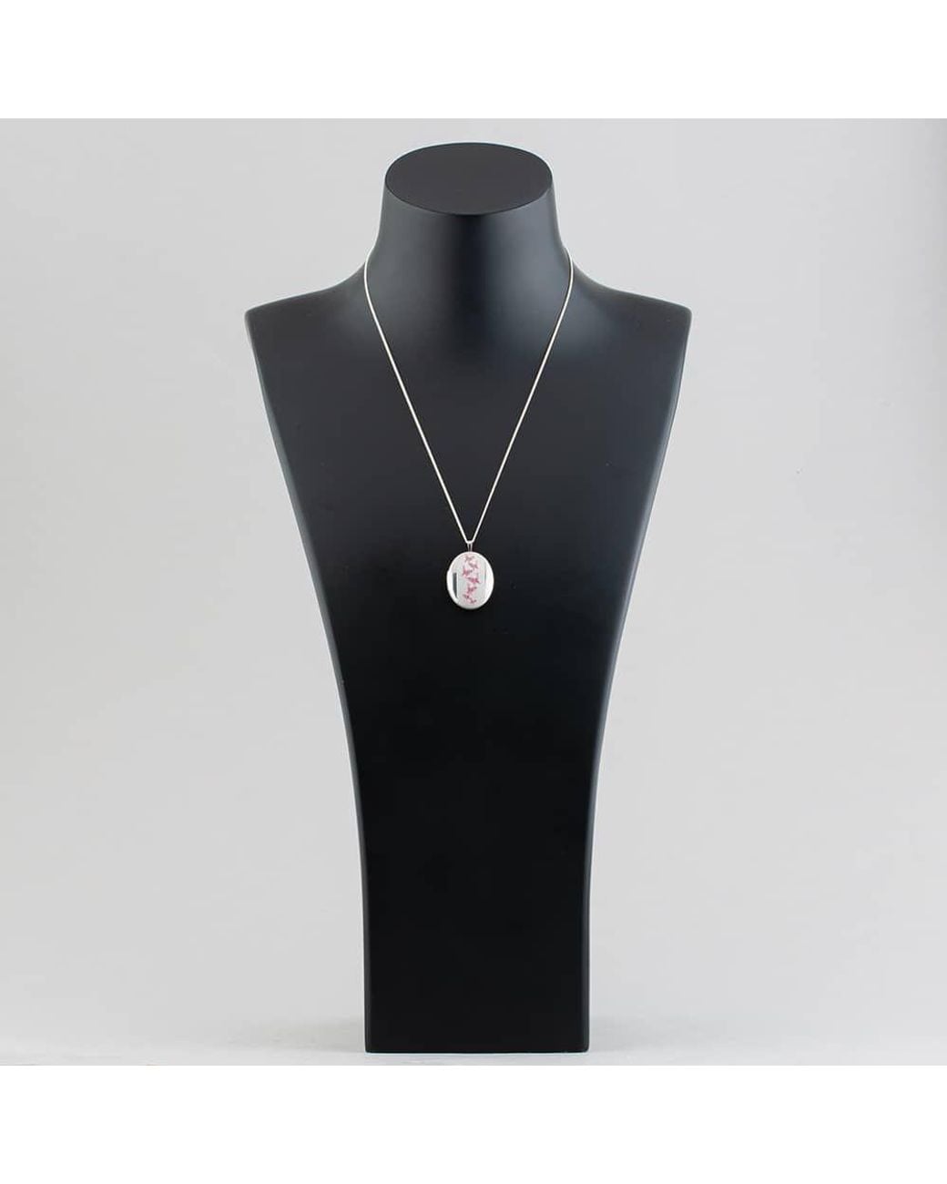 T.H.Baker Pink Enamel Butterfly Oval Locket Necklace 8.65.2651