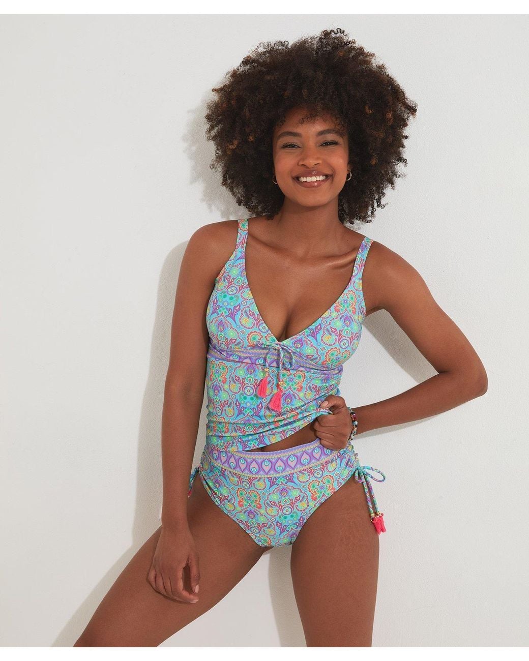 Joe Browns Blue Bright Tile Print Tankini Top