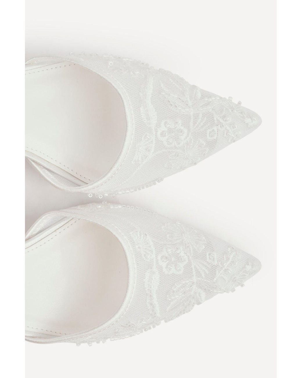Linzi White Serenade Bridal Ivory Beaded Mesh Court Heels