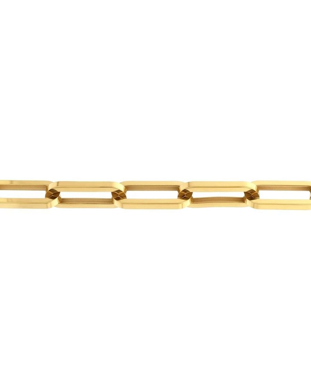 Jewelco London Metallic Plated Steel Elongated Oval Paperclip Chain Bracelet 7Mm 8"