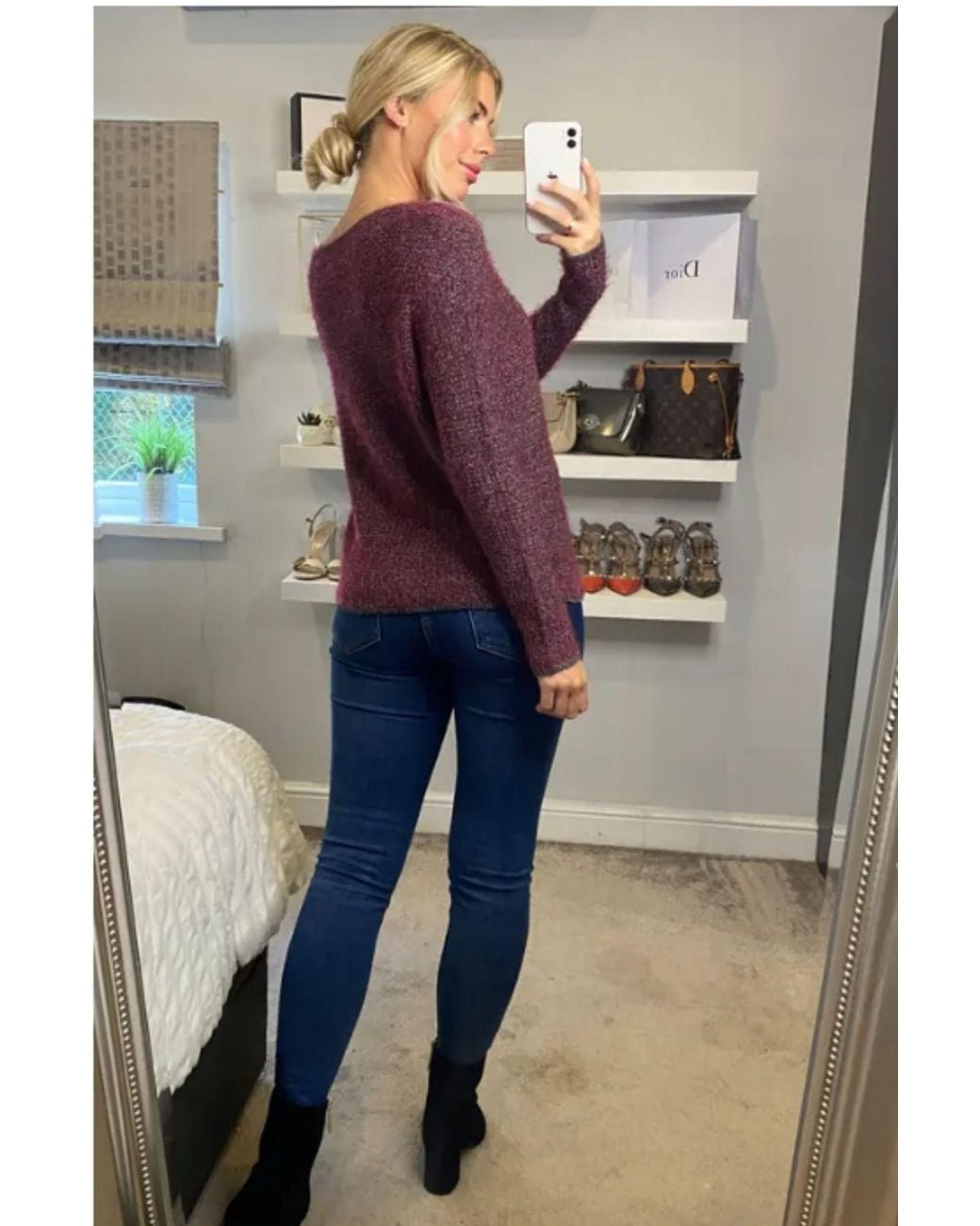 CY Purple Burgundy Color Knitted Jumper