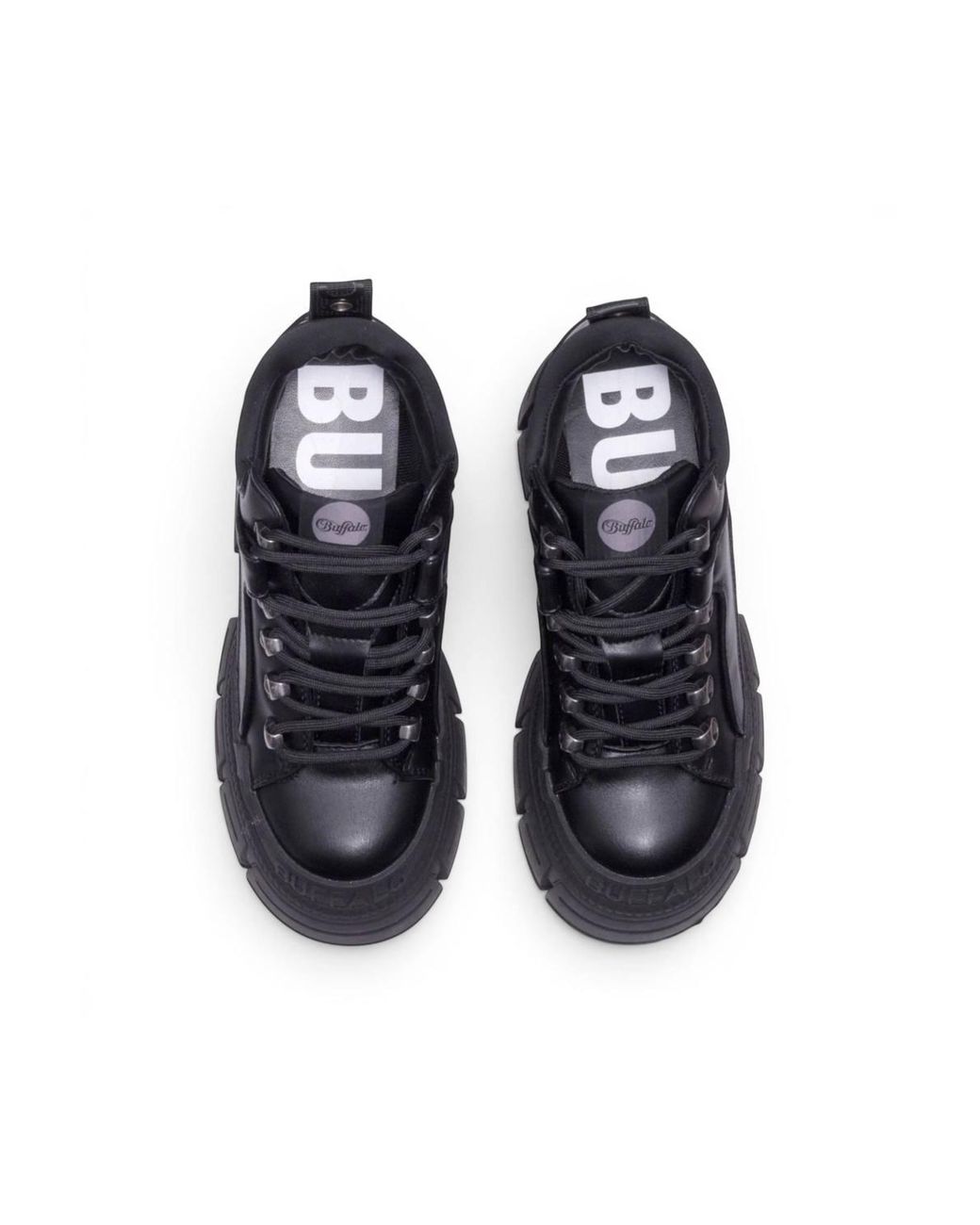 Infinity Leather Black Buffalo Chunky Platform Gothic Ankle Boots