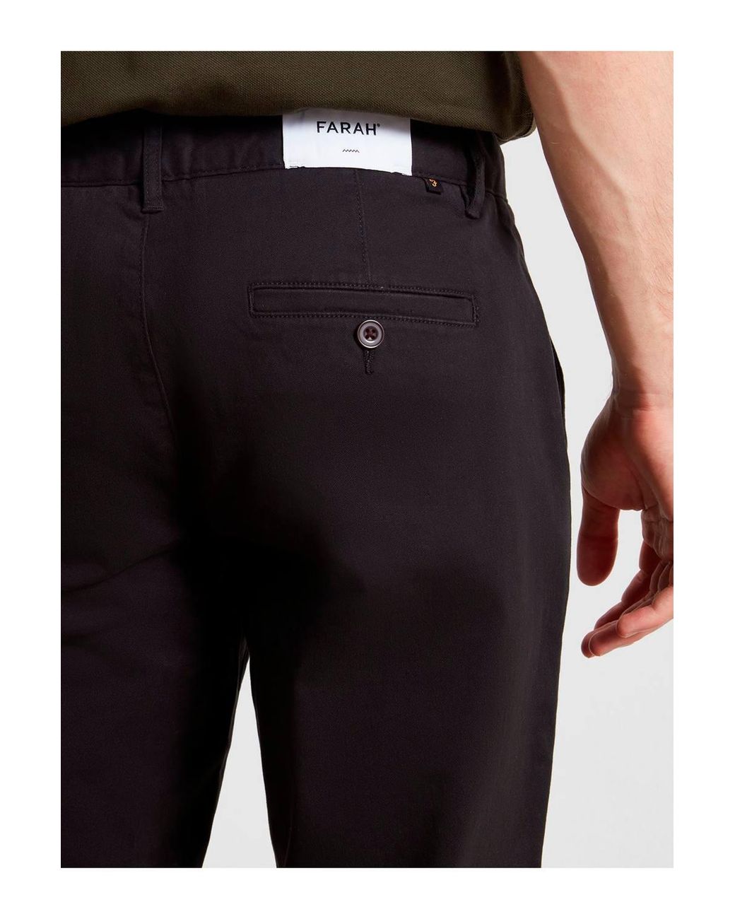 Farah Black Elm Stretch Chino Trousers for men