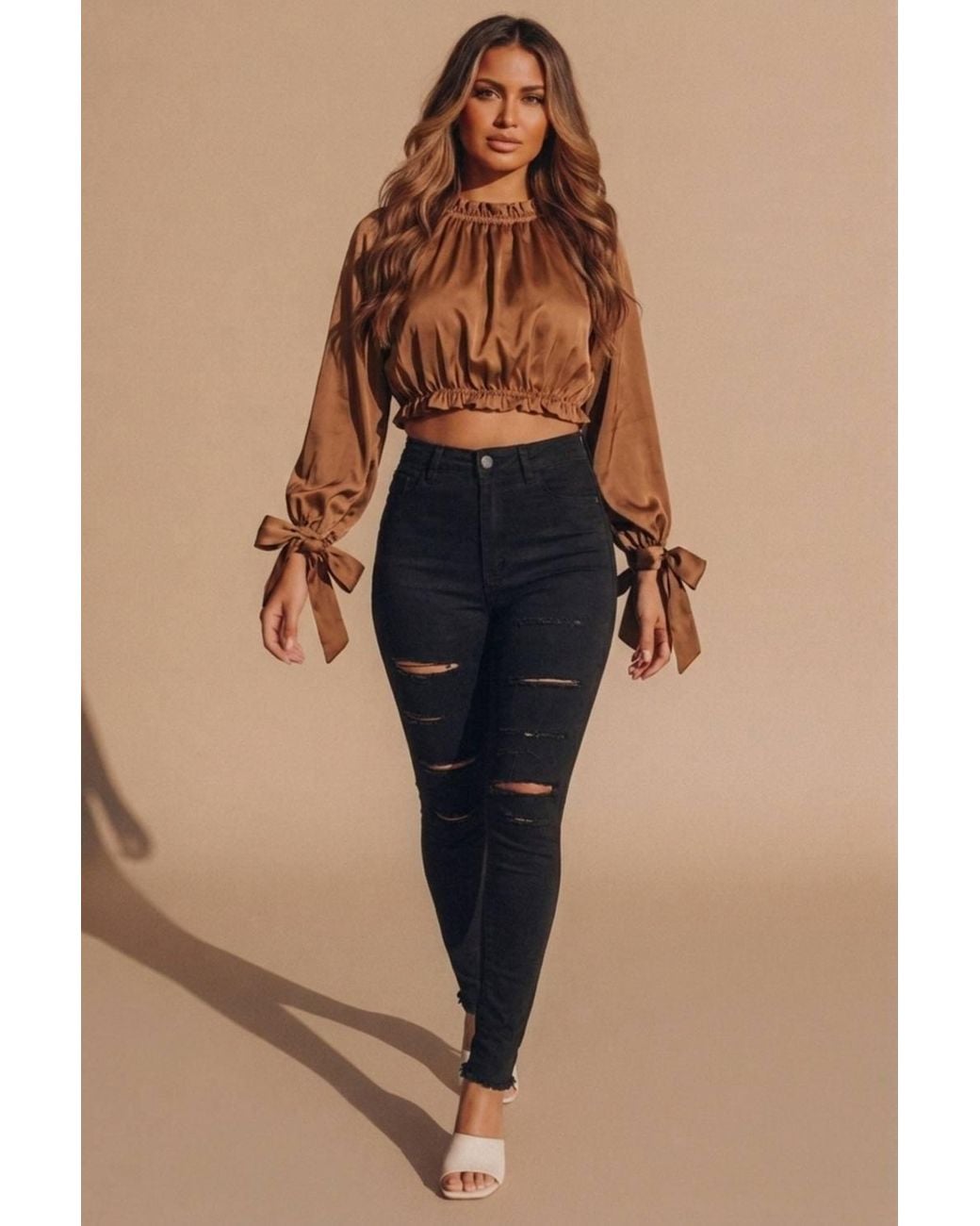 Femme Luxe Black Distressed High Waisted Skinny Jeans