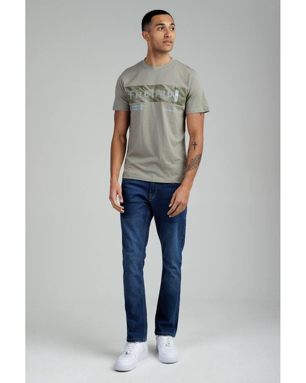 Firetrap Blue 3 Pack Regular Fit Cotton Graphic Crew Neck T-Shirts for men