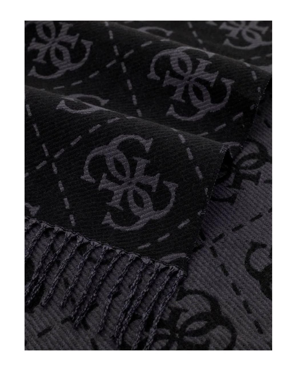 Guess Black Logo Print Long Scarf Coal Logo