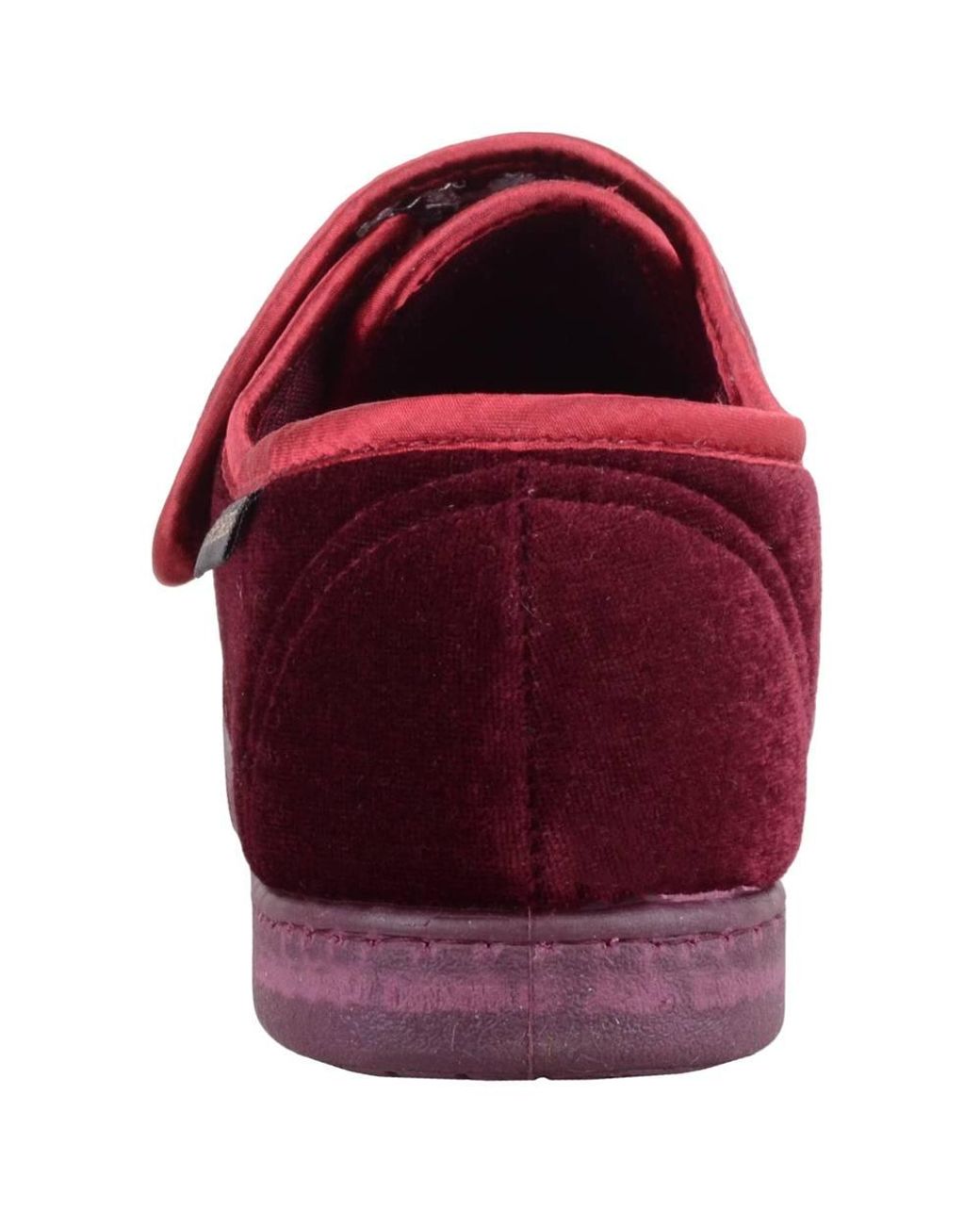 Absolute Footwear Smooth Velour Slip On Touch & Close Embroidered Slippers