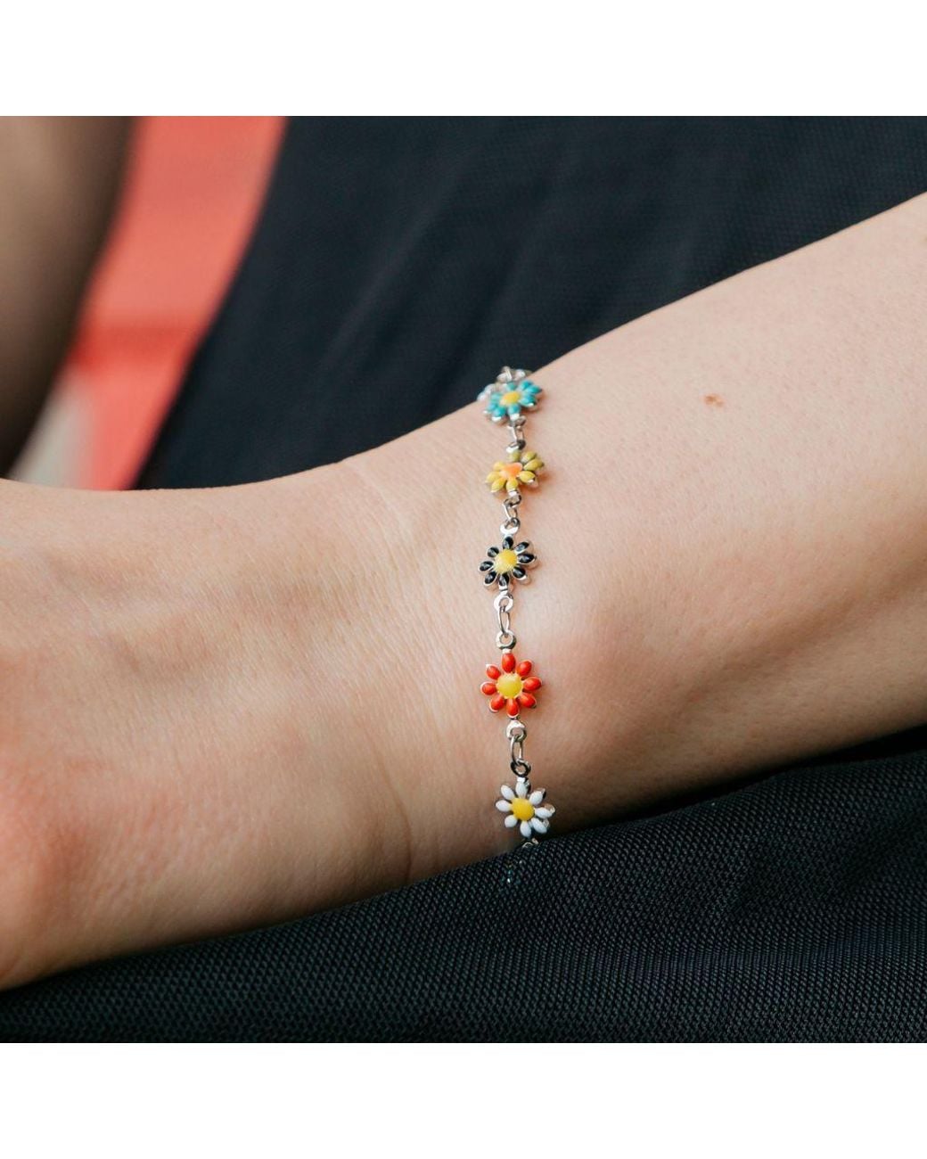 The Colourful Aura Natural Colourful Sun Flower Charm Indie Daisy Floral Summer Boho Bracelet