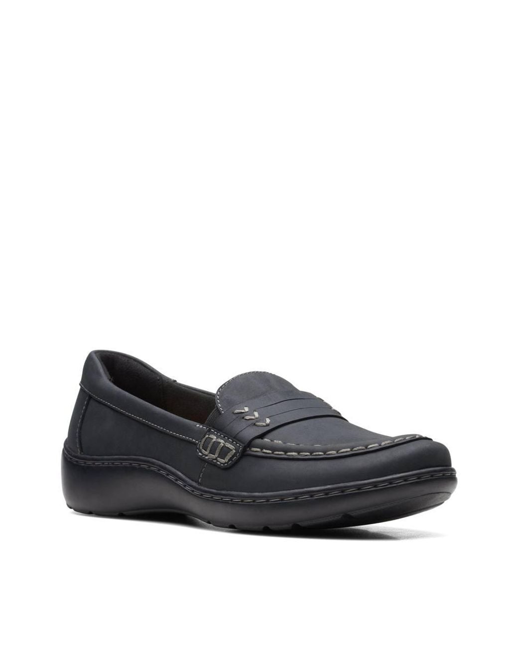 Clarks Blue Cora Ashly Leather Loafers, Slip Ons