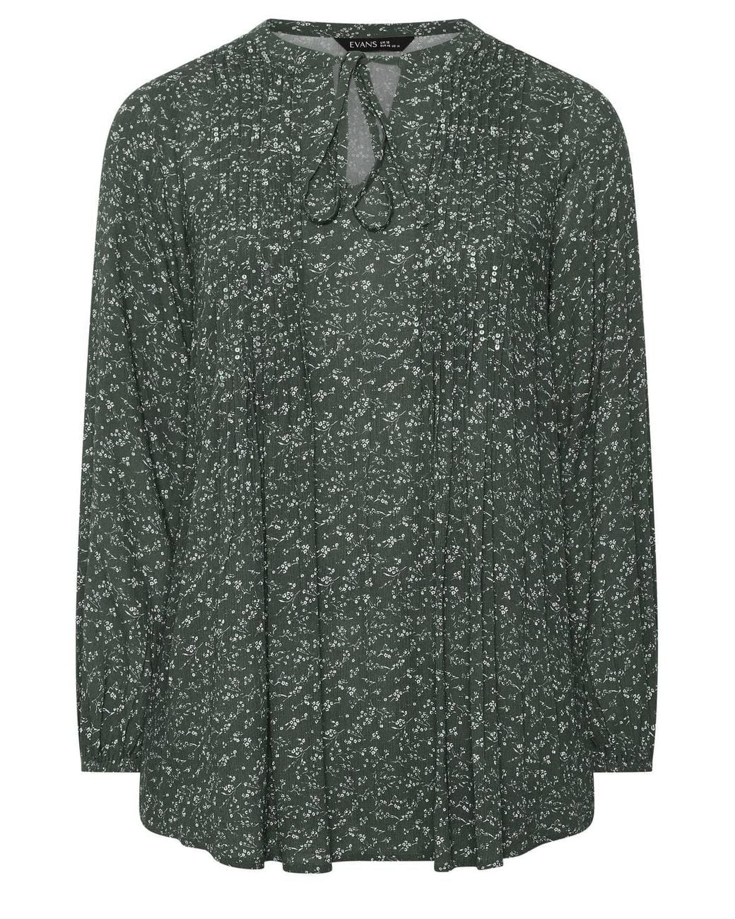 Evans Green Ditsy Tie Neck Blouse