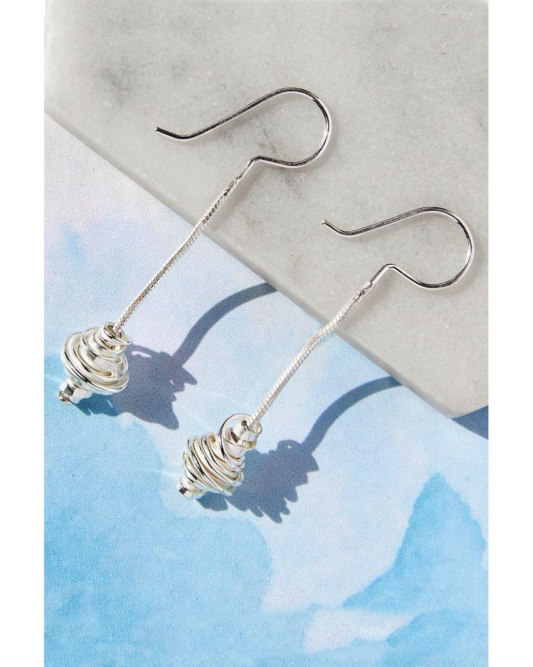Otis Jaxon London Blue Coiled Sterling Long Drop Earrings