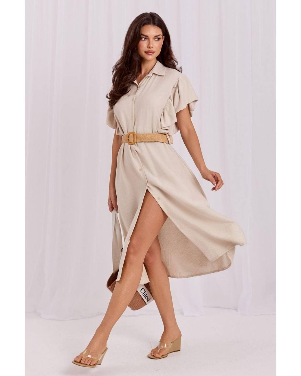 Love Lace Natural Summer Viscose Short Sleeve Shirt Dress