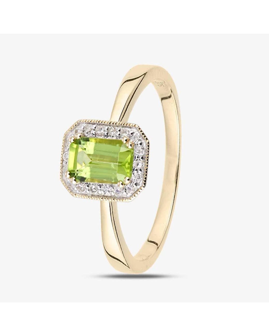 T.H.Baker Metallic 9Ct Peridot 0.08Ct Diamond Cluster Ring