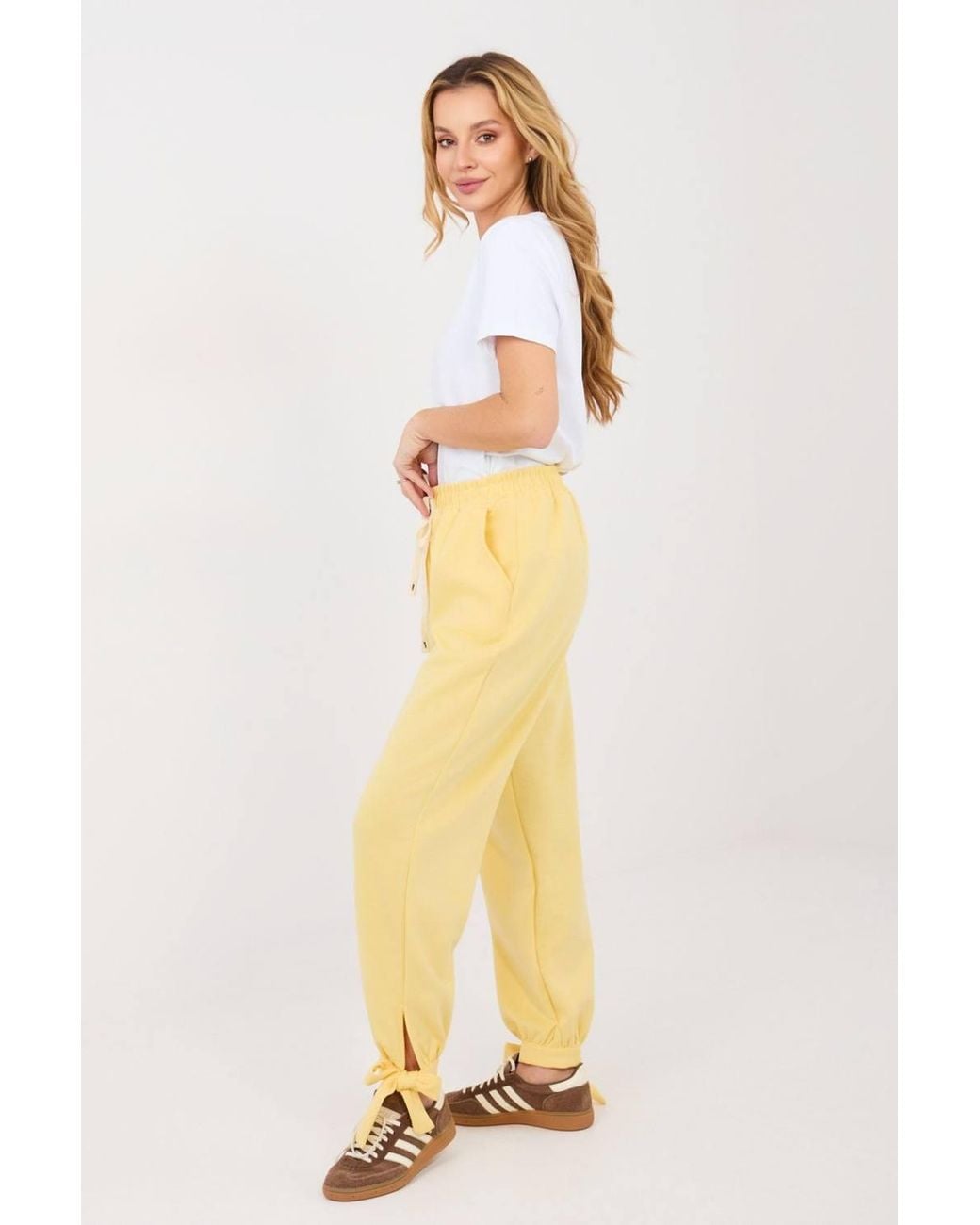 Love Lace Yellow Casual High Waist Jogger Sweatpants With Pockets