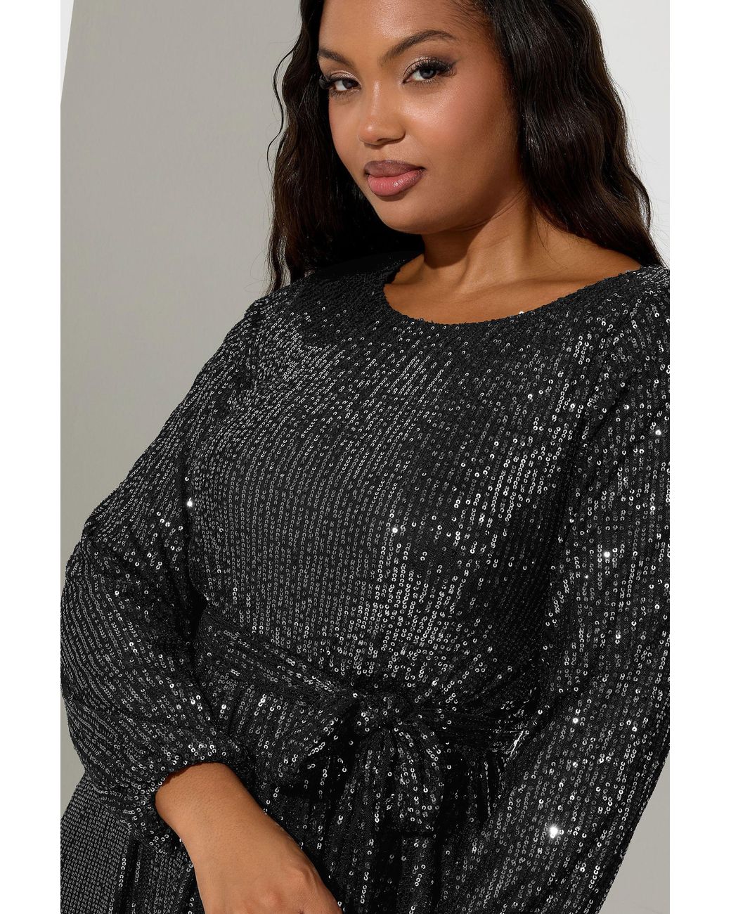 Yours Black Sequin Skater Dress