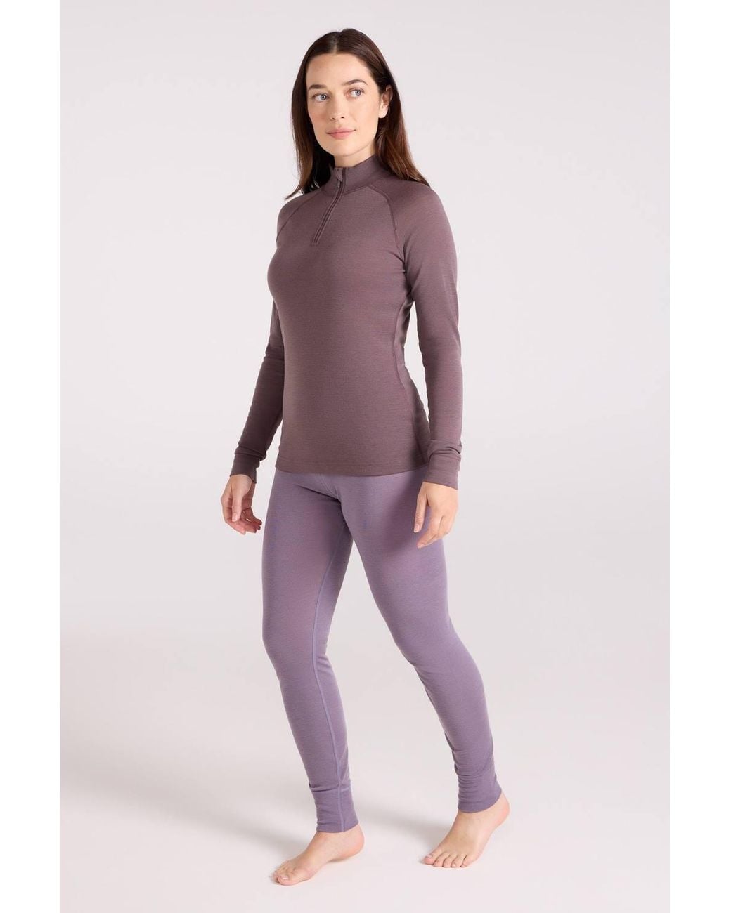 Mountain Warehouse Purple Lightweight Breathable Thermal Long Sleeve Merino Wool Base Layer Top