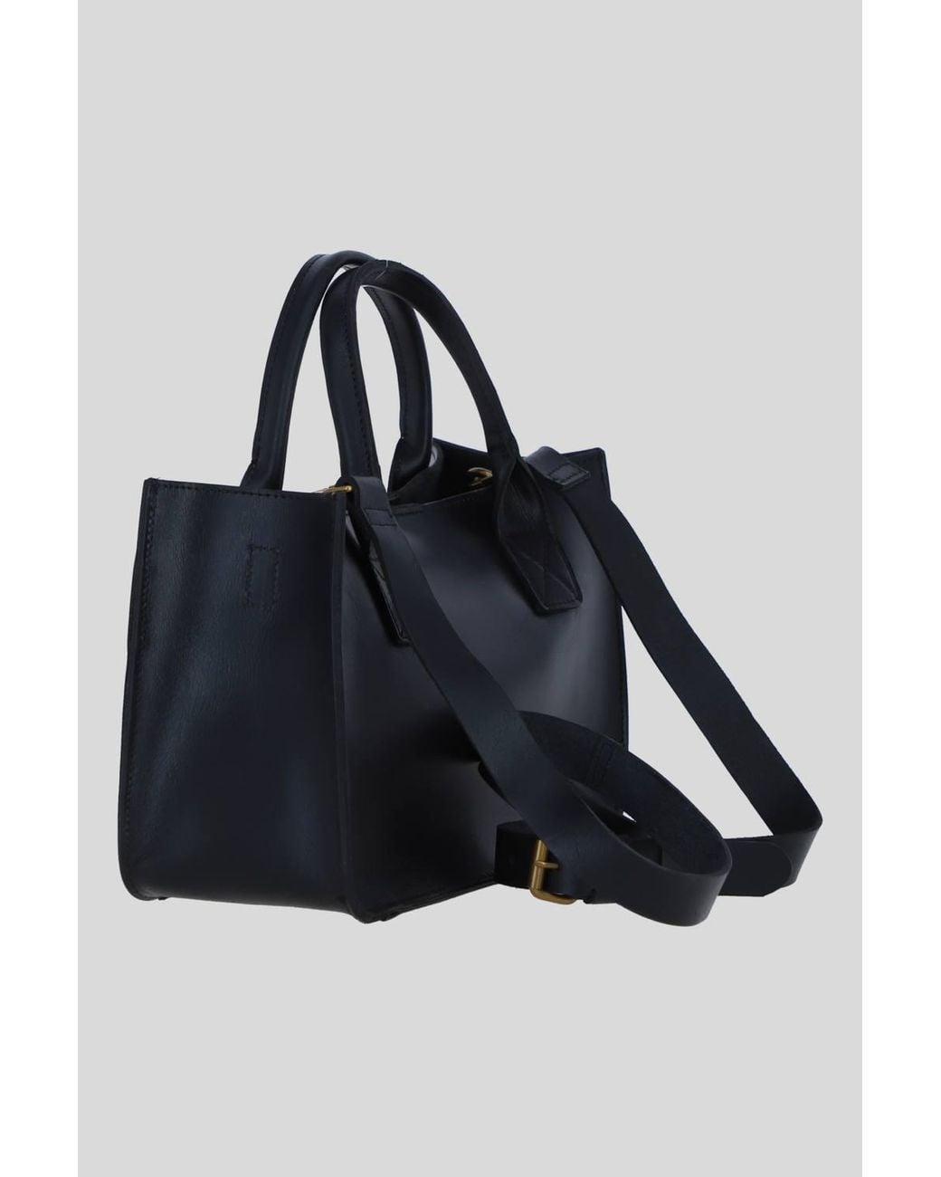 Ashwood Leather Black Leather Small Structured Tote Bag With Detachable Strap & Pouch