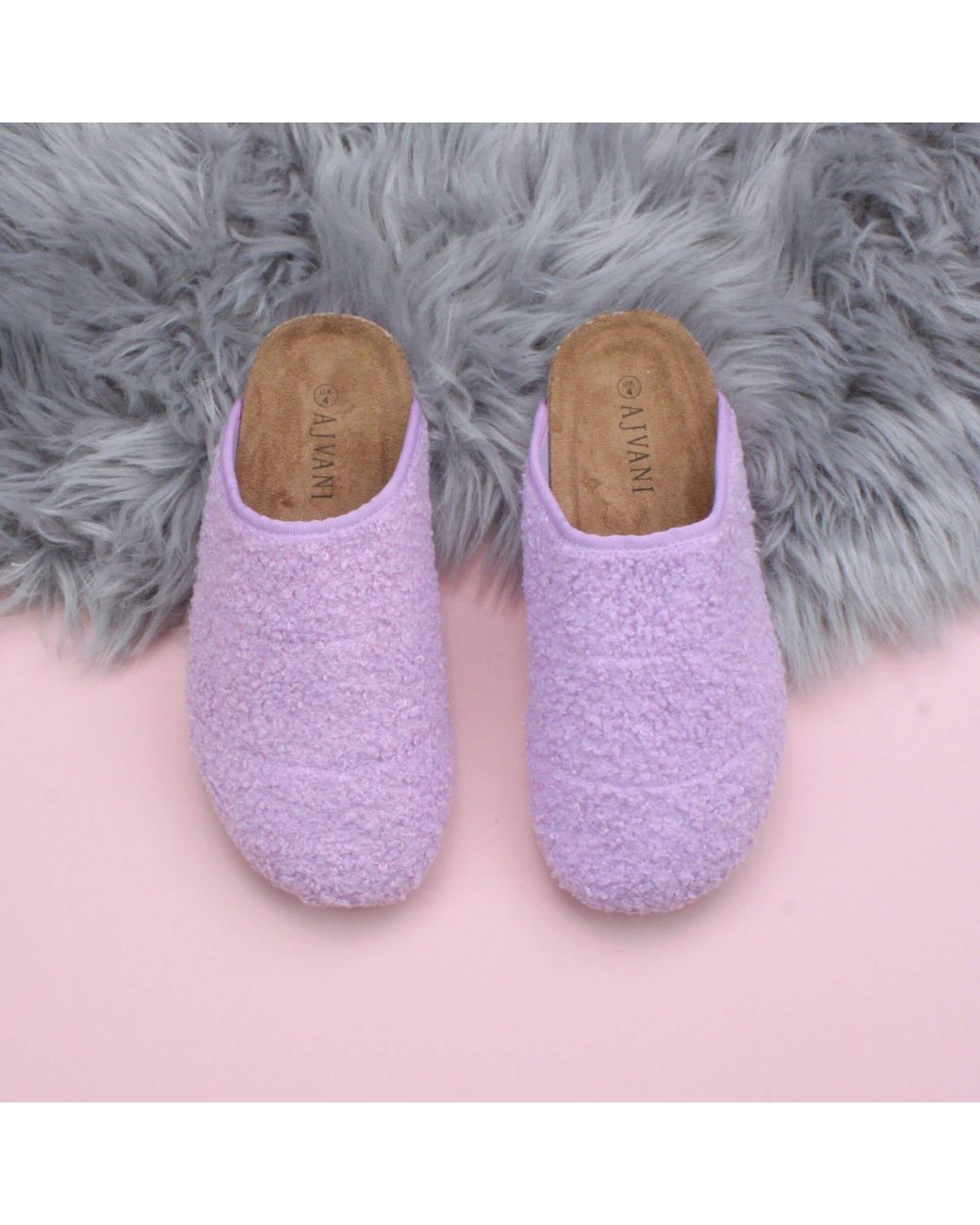 AJVANI Purple Flat Heel Footbed Mules Slippers