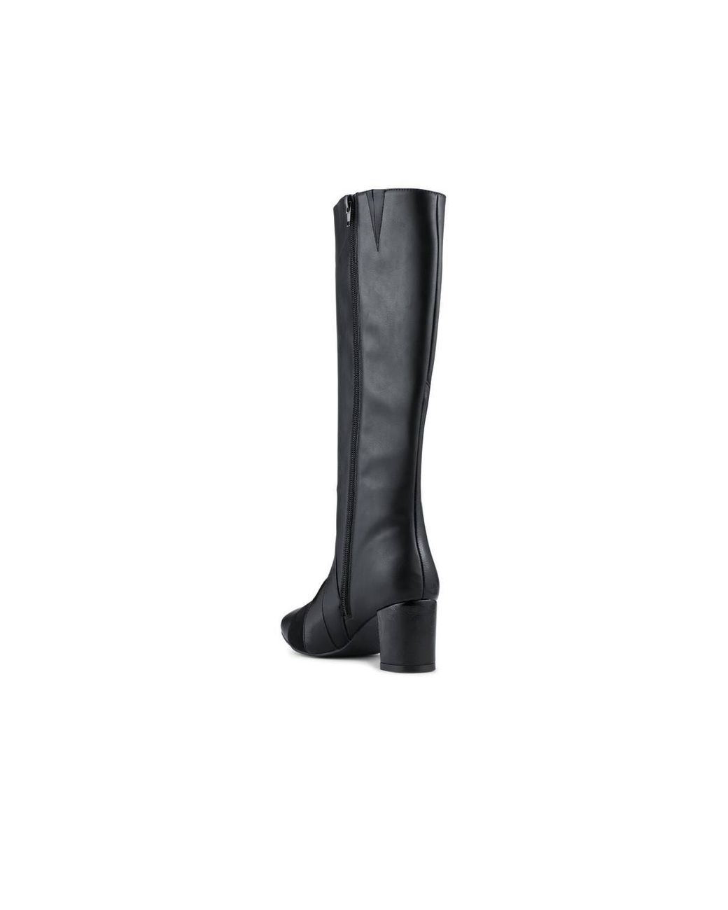 Pavers Black Block Heel Faux Leather Long Boots