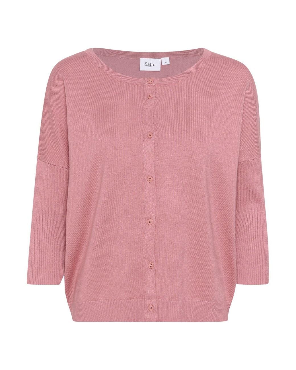 Saint Tropez Pink Mila Round Neck 3/4 Sleeve Cardigan