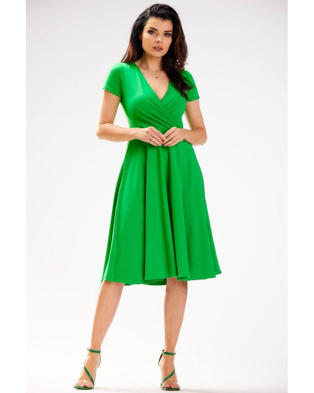 Love Lace Green Shaping Midi Wrap Dress