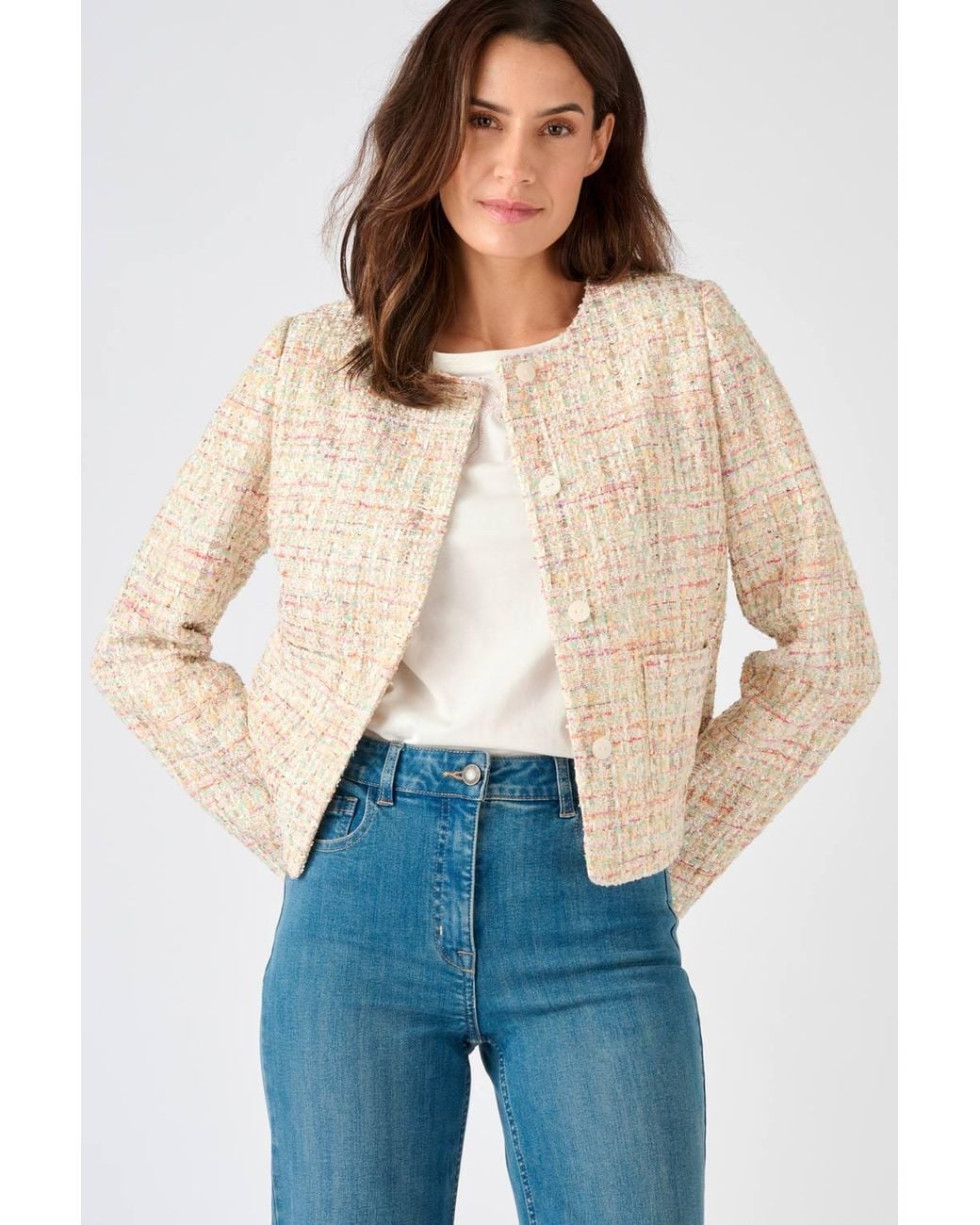 DAMART Blue Smart & Stylish Tweed Jacket With Subtle Sparkle