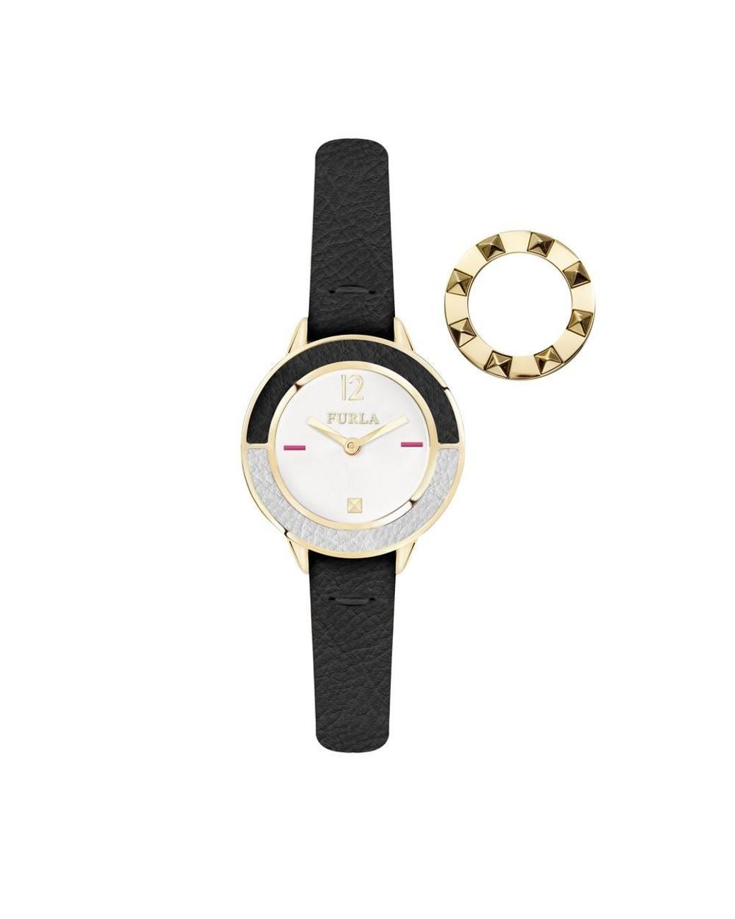 Furla Metallic Club Dial Calfskin Leather Watch