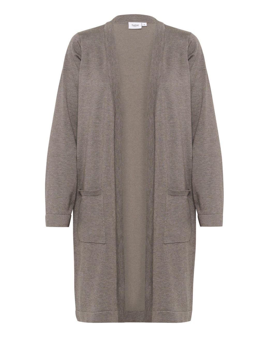 Saint Tropez Gray Kila Open Front Above Knee Cardigan