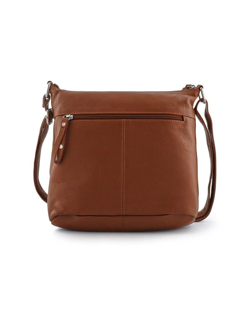Pavers Brown Leather Daily Zip-Close Crossbody Bag