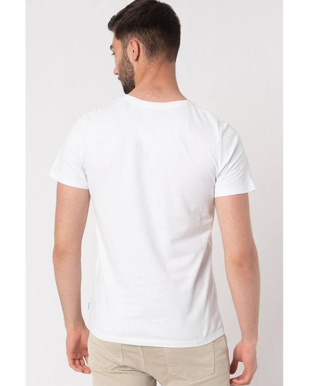Jack & Jones White Casual Cotton T-Shirt Crew Neck Short Sleeve Regular Fit for men