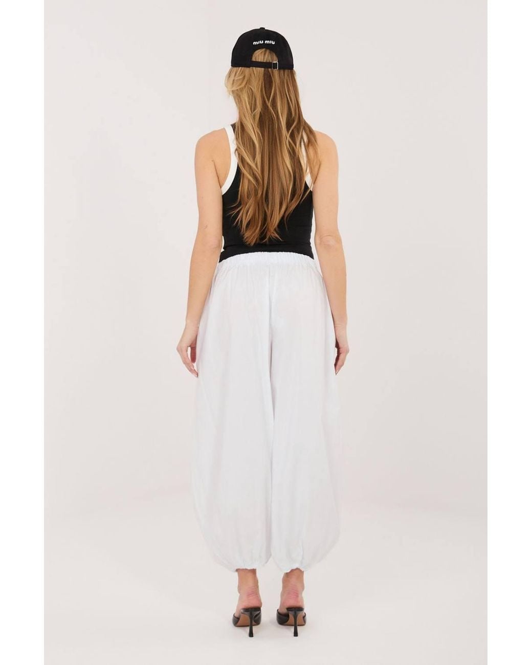 Love Lace White Cotton High Waisted Sporty Cropped Trousers
