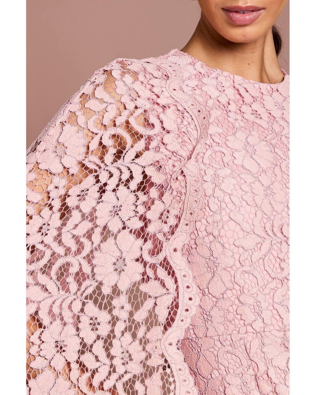 Coast Pink Lace Cape Gown