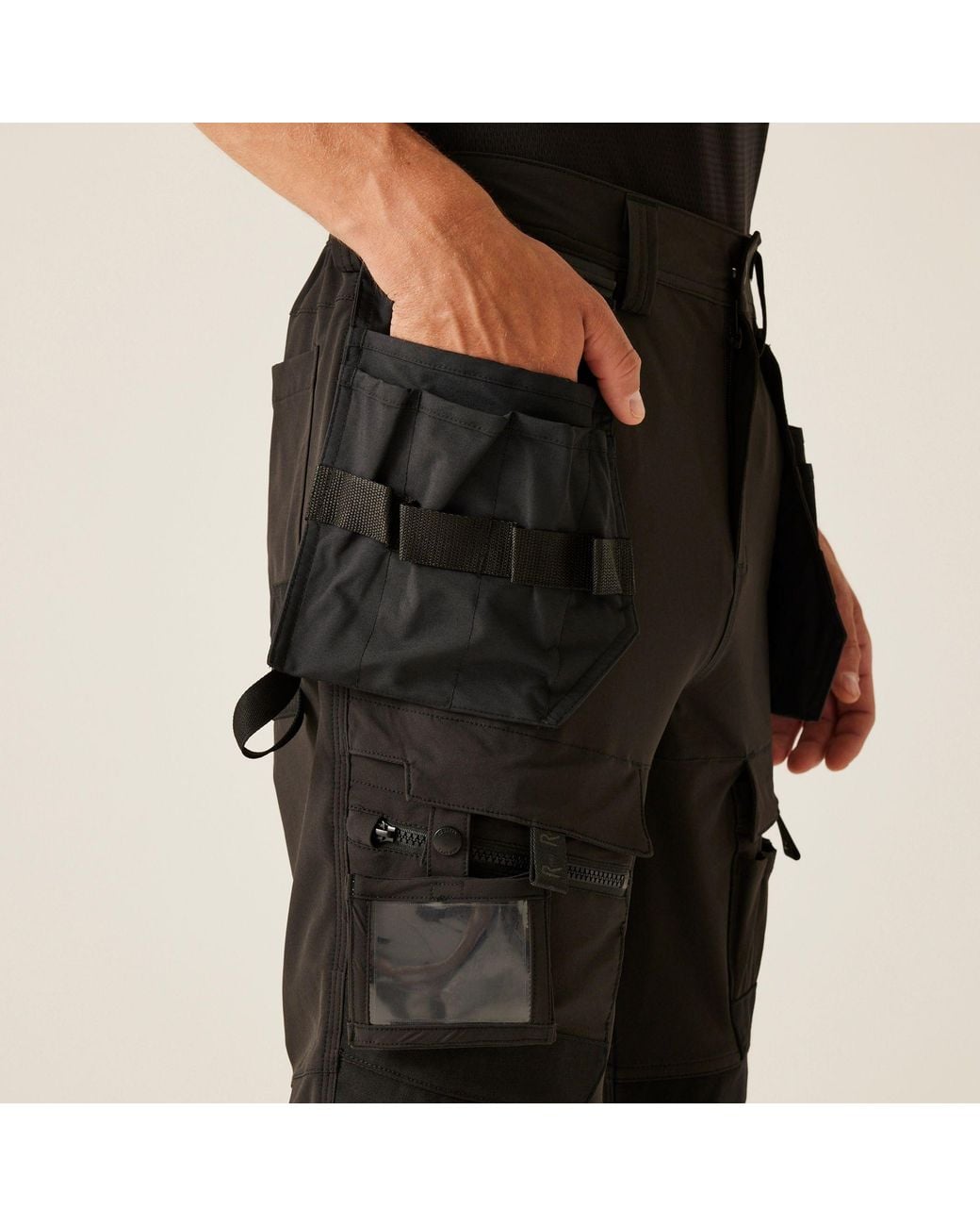 Regatta Black Hi-Vis X-Pro Stretch Holster Work Trousers for men