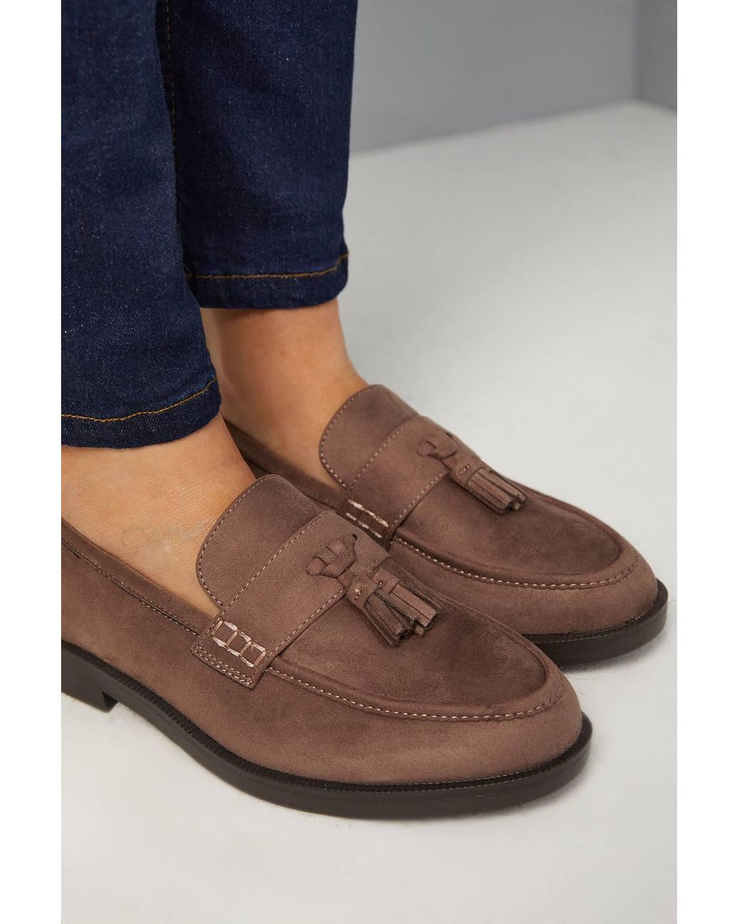 Good for the Sole Blue Wide Fit Paula Faux Suede Tassel Loafers