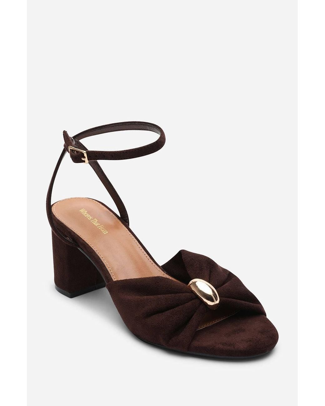 Where's That From Brown 'Brelle' Heeled Sandals With Detail Front Strap