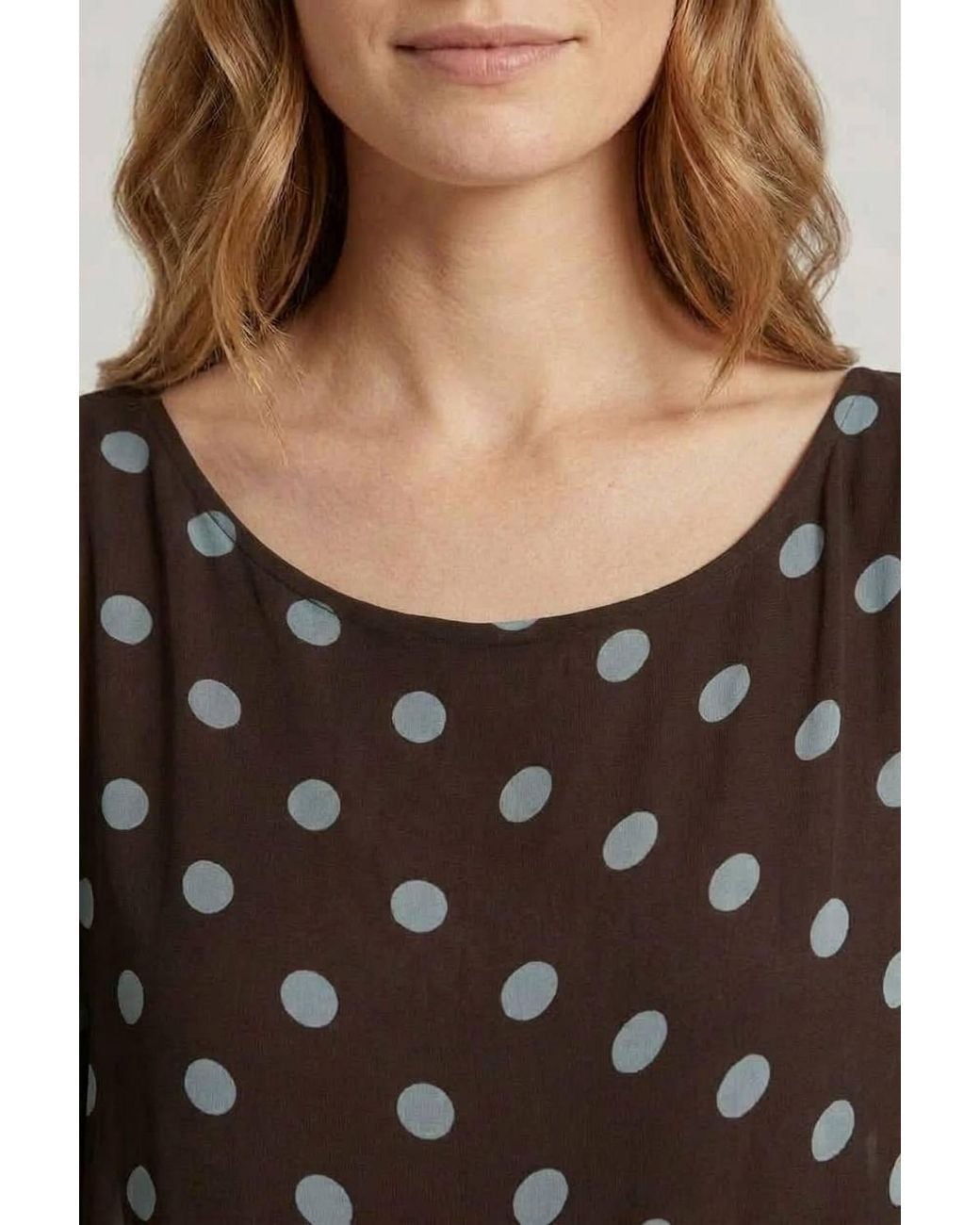 Izabel London Brown Polka Dot Print 3/4 Sleeve Tunic Blouse