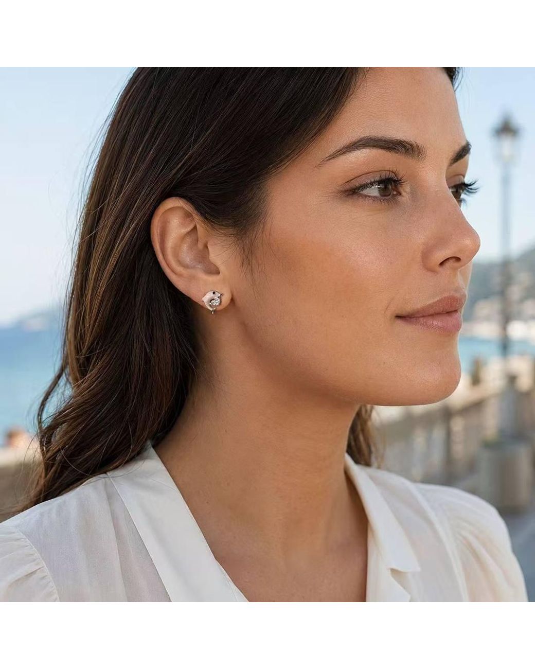 BluCore Metallic Dolphin‑Shaped‑Tone Heart Novelty Earrings