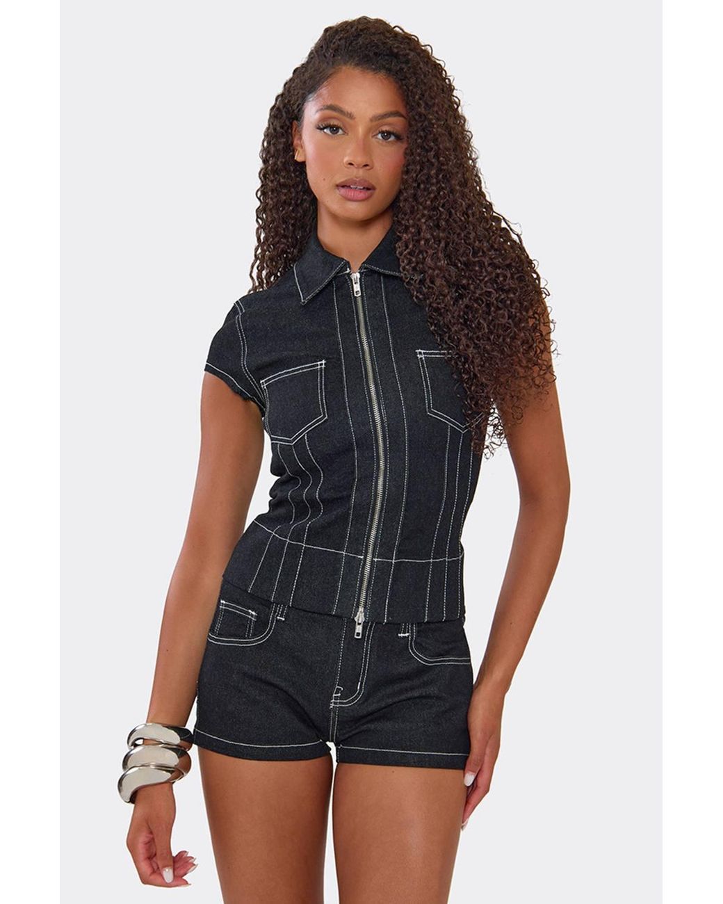 EGO Blue Denim Low Rise Mini Shorts