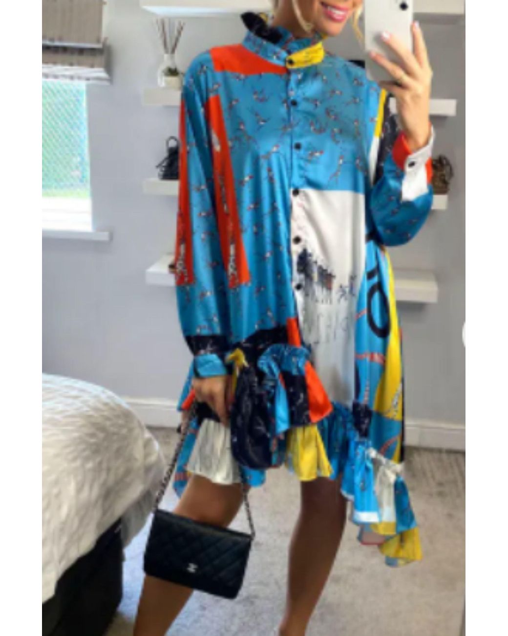 CY Blue High Low Hem Shirt Dress