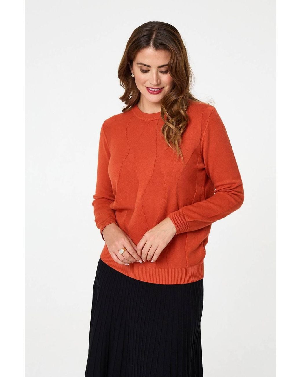 Izabel London Textured Long Sleeve Slim Knit Jumper