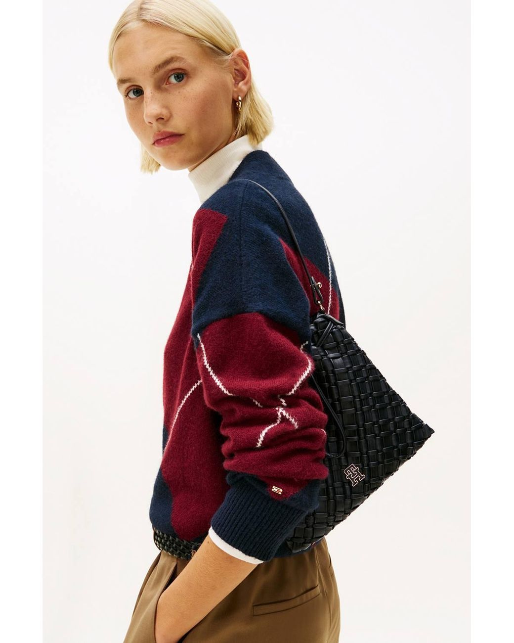 Tommy Hilfiger Black Th Braided Shoulder Bag