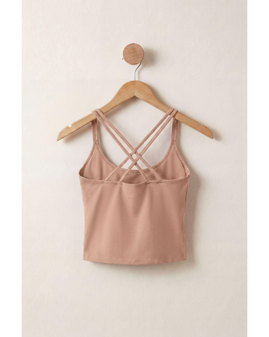 Enorsia Natural Cotton Stretch Cross Back Crop Cami Tops